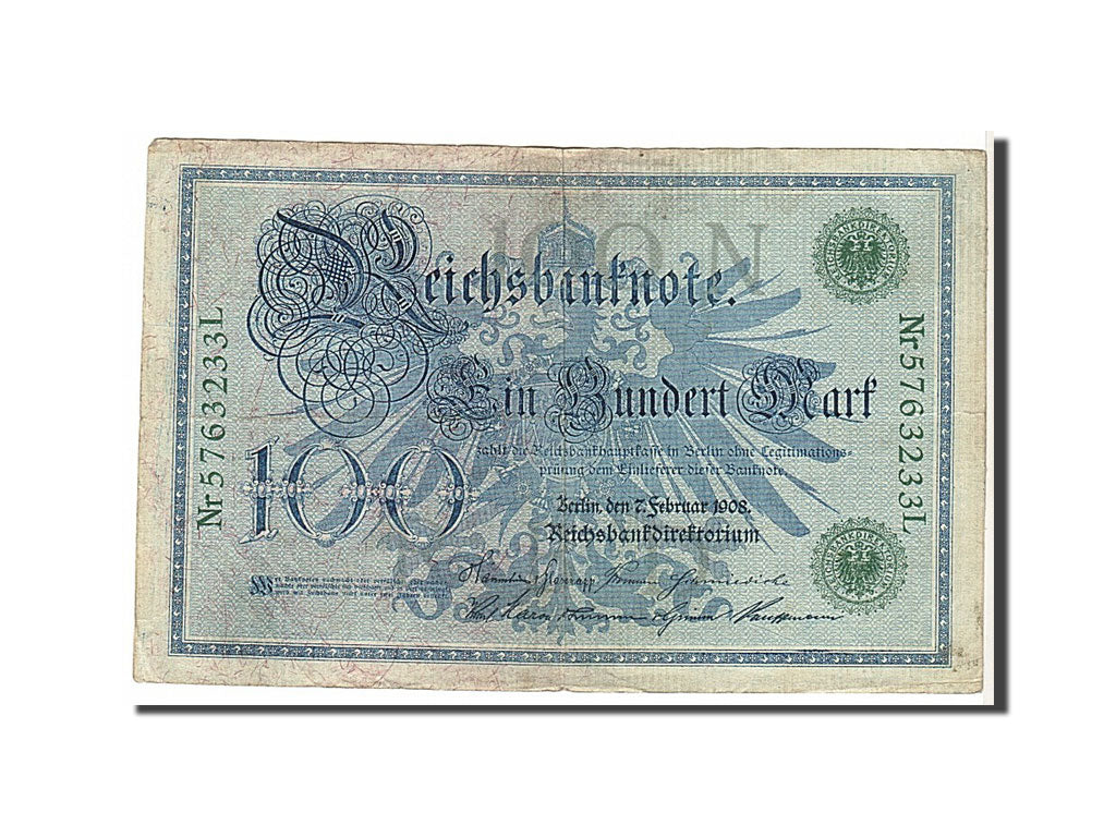 Billet, Allemagne, 100 Mark, 1908, TB
