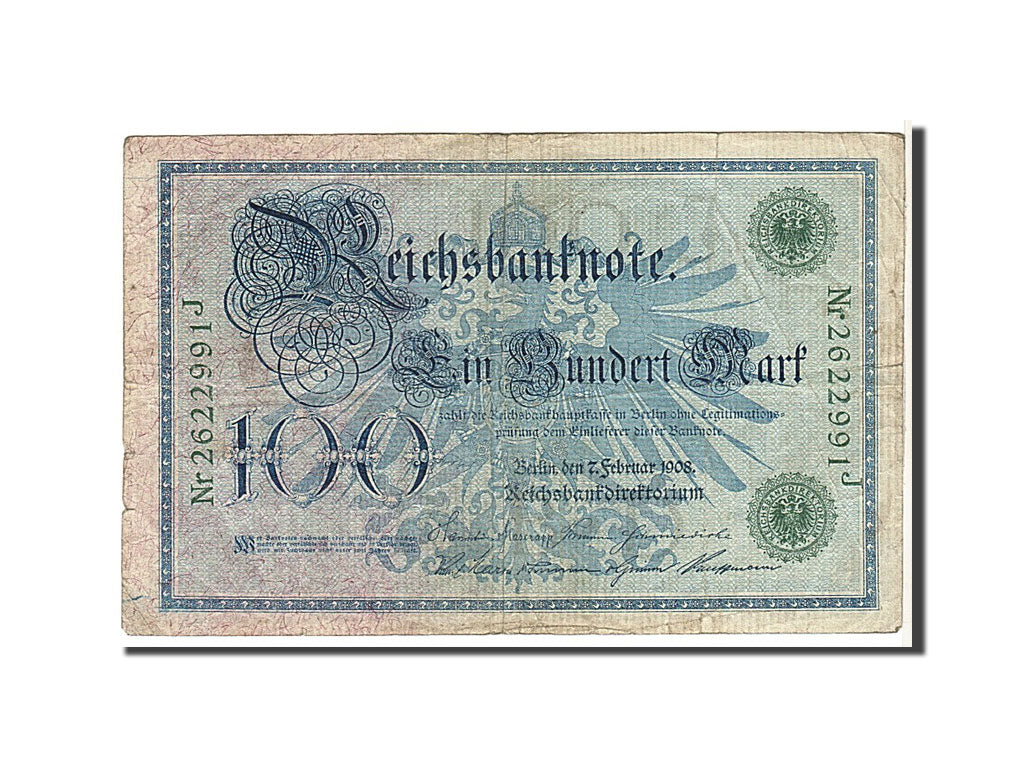 Banknote, Germany, 100 Mark, 1908, KM:34, VG(8-10)