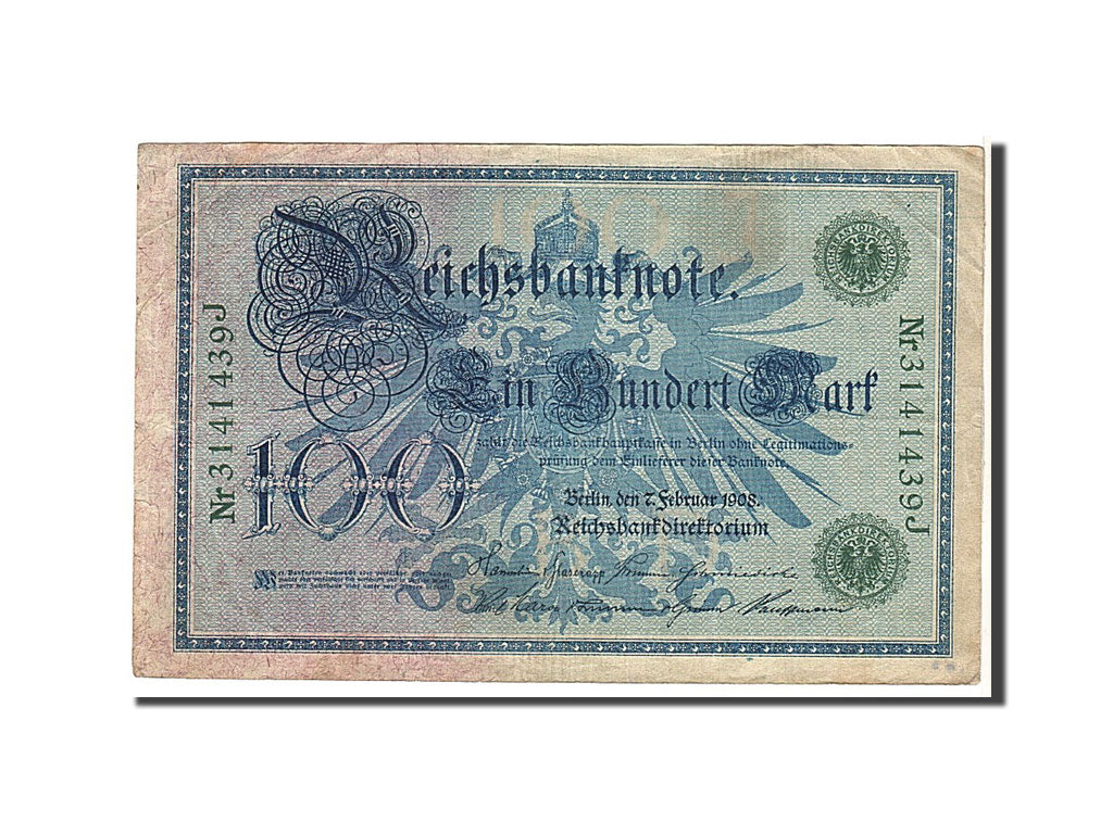 Billet, Allemagne, 100 Mark, 1908, KM:34, TB+