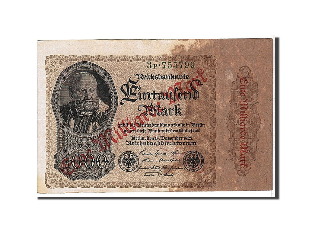 Billet, Allemagne, 1 Milliarde Mark on 1000 Mark, 1922, TTB+