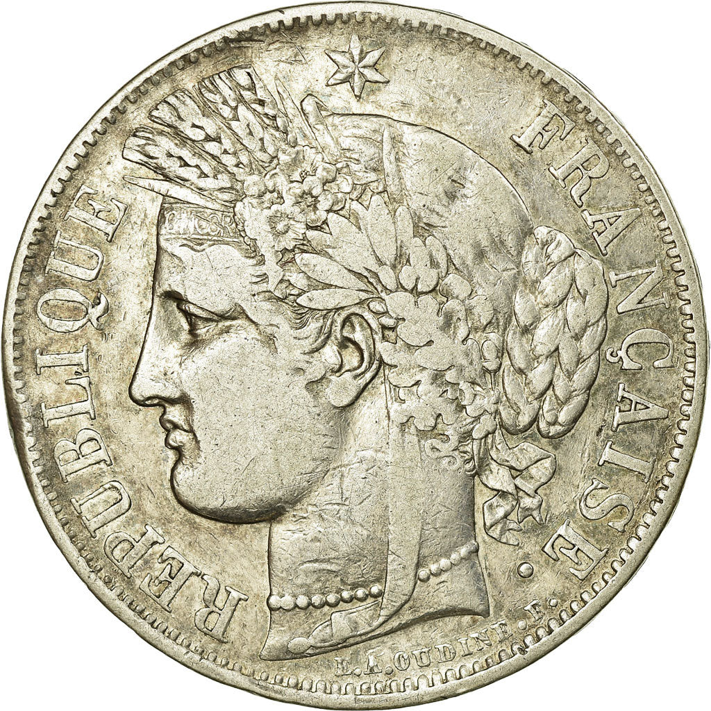 Coin, France, Cérès, 5 Francs, 1850, Strasbourg, EF(40-45), Silver