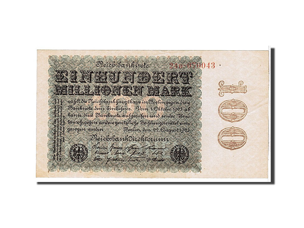 Banknote, Germany, 100 Millionen Mark, 1923, AU(55-58)