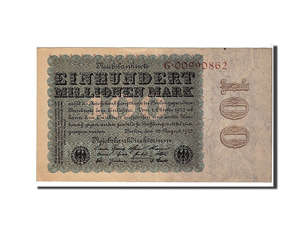 Billet, Allemagne, 100 Millionen Mark, 1923, KM:107a, TTB