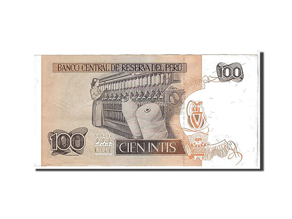Billet, Pérou, 100 Intis, 1987, TTB+