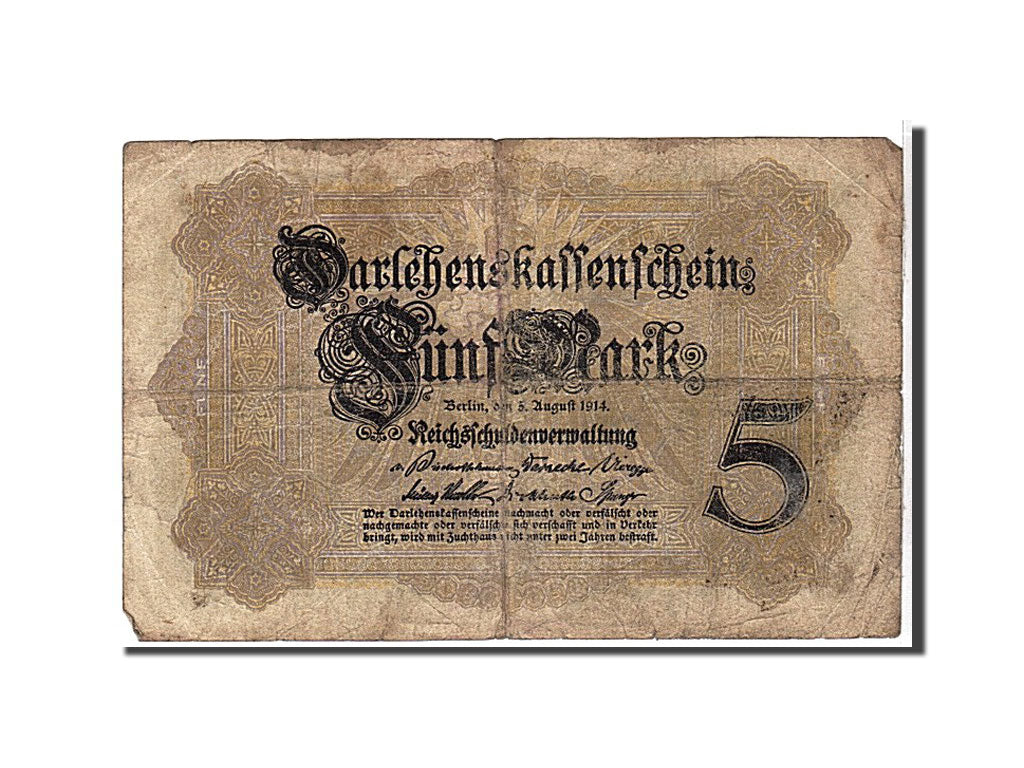 Banknote, Germany, 5 Mark, 1914, KM:47b, VG(8-10)