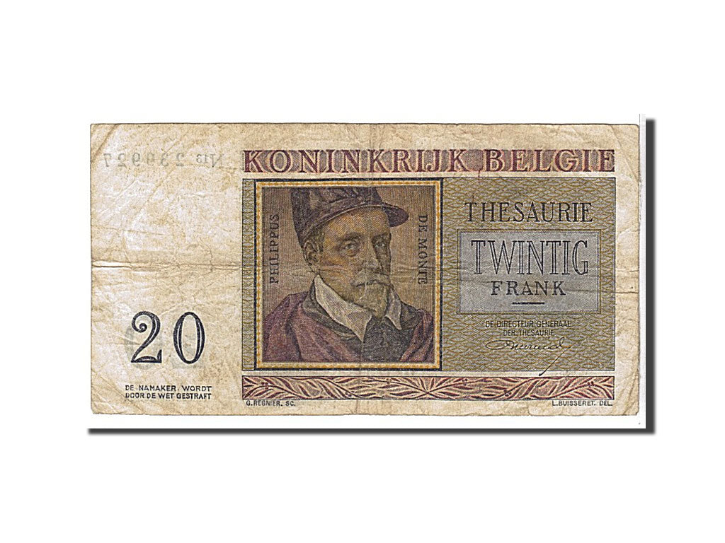 Billet, Belgique, 20 Francs, 1956, TB