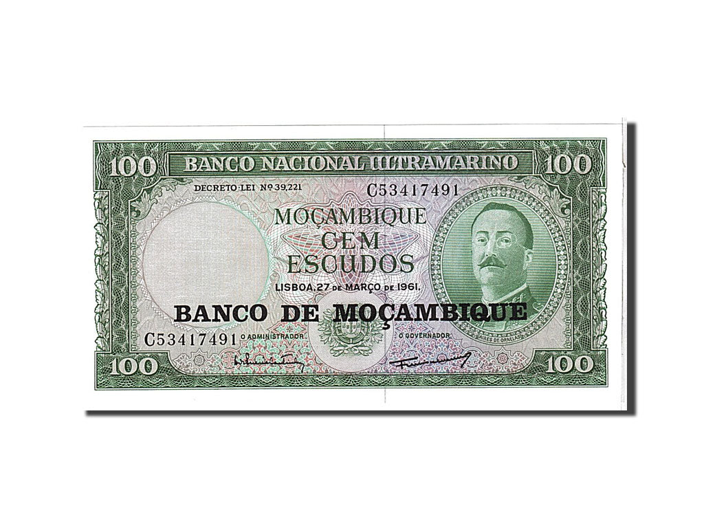 Billet, Mozambique, 100 Escudos, 1961, NEUF