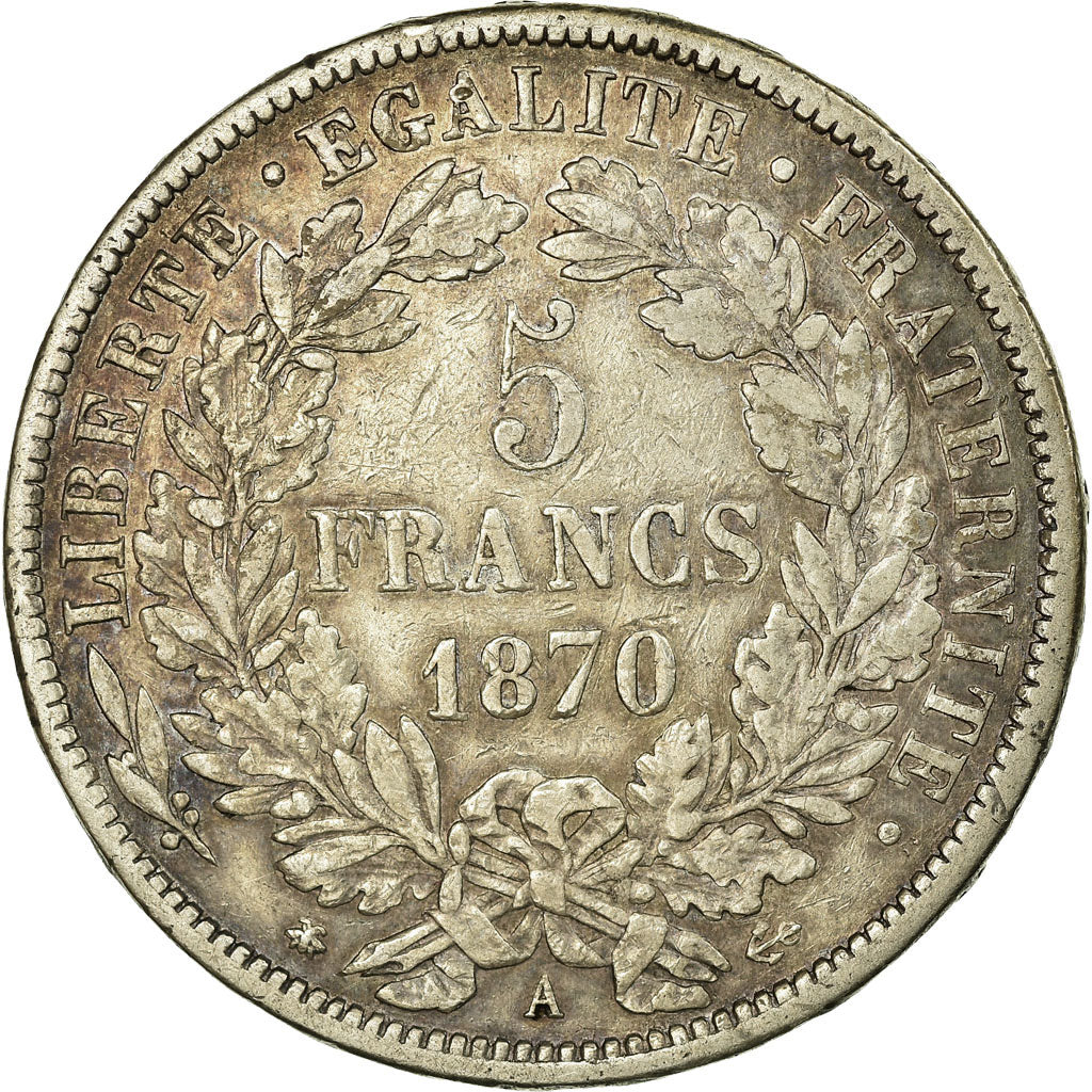 Coin, France, Cérès, 5 Francs, 1870, Paris, EF(40-45), Silver, Gadoury:742
