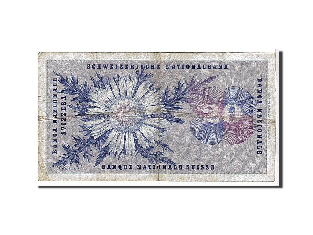 Geldschein, Schweiz, 20 Franken, 1958, KM:46f, S