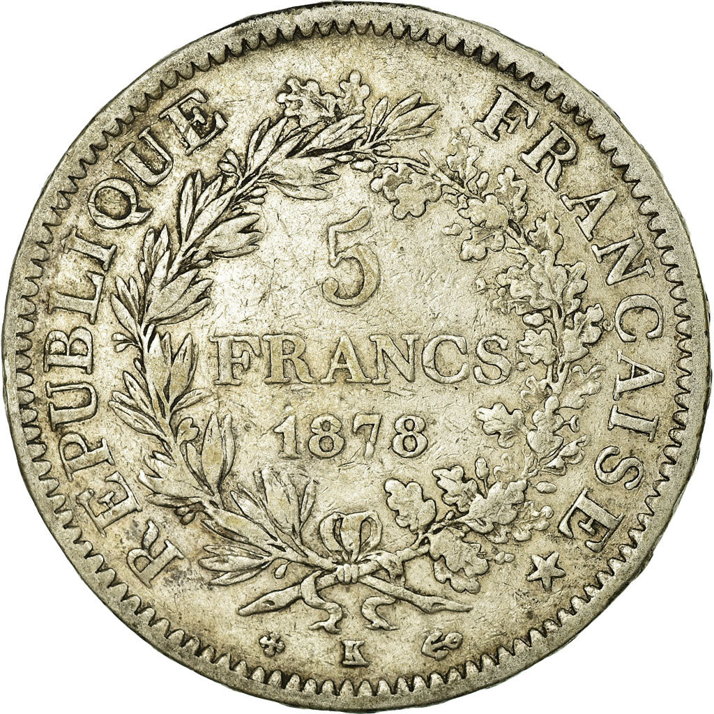Coin, France, Hercule, 5 Francs, 1878, Bordeaux, EF(40-45), Silver, Gadoury:745a