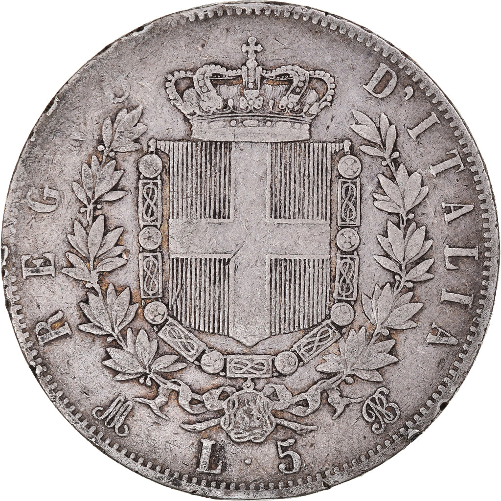 Coin, Italy, Vittorio Emanuele II, 5 Lire, 1874, Milan, VF(20-25), Silver