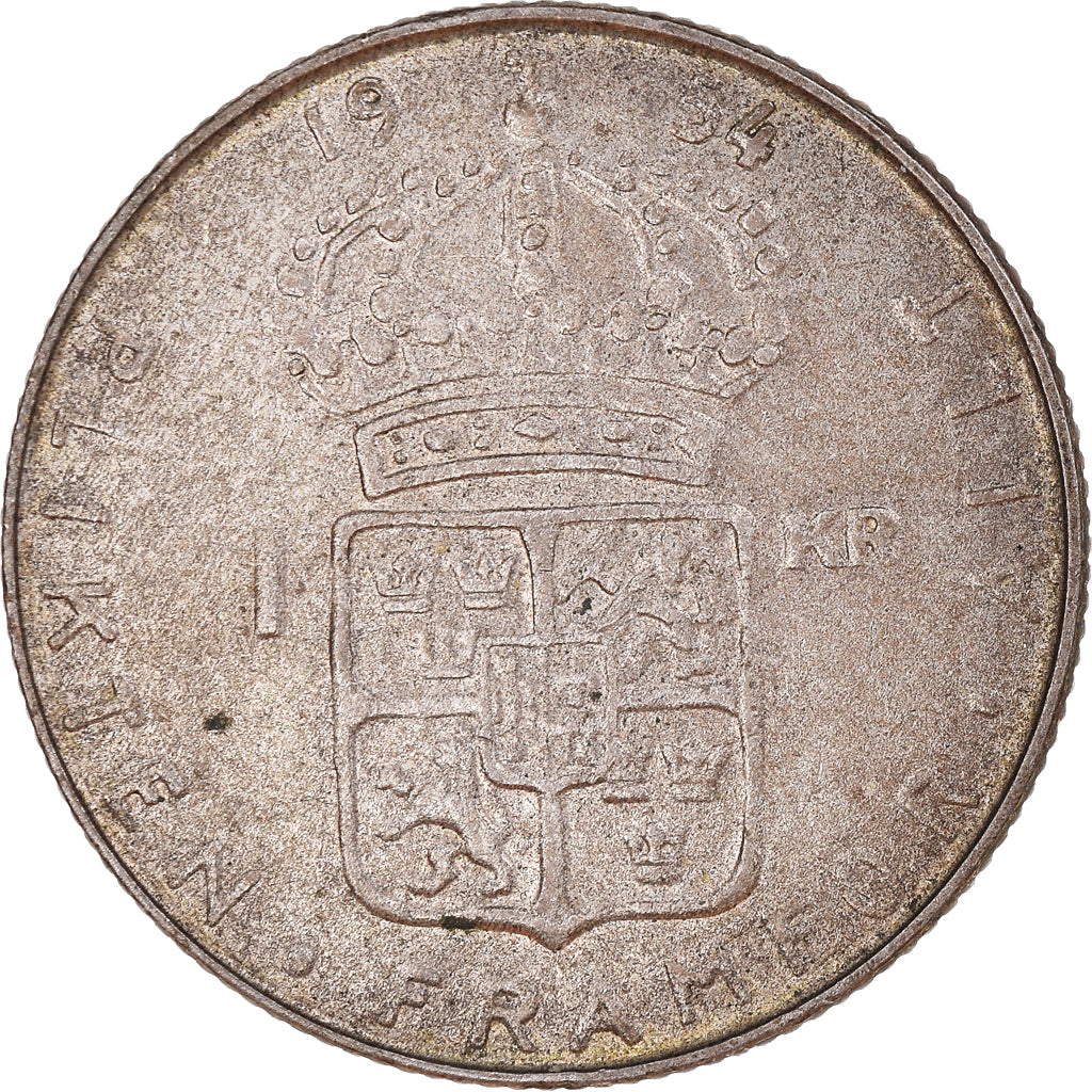 Coin, Sweden, Gustaf VI, Krona, 1954, VF(30-35), Silver, KM:826