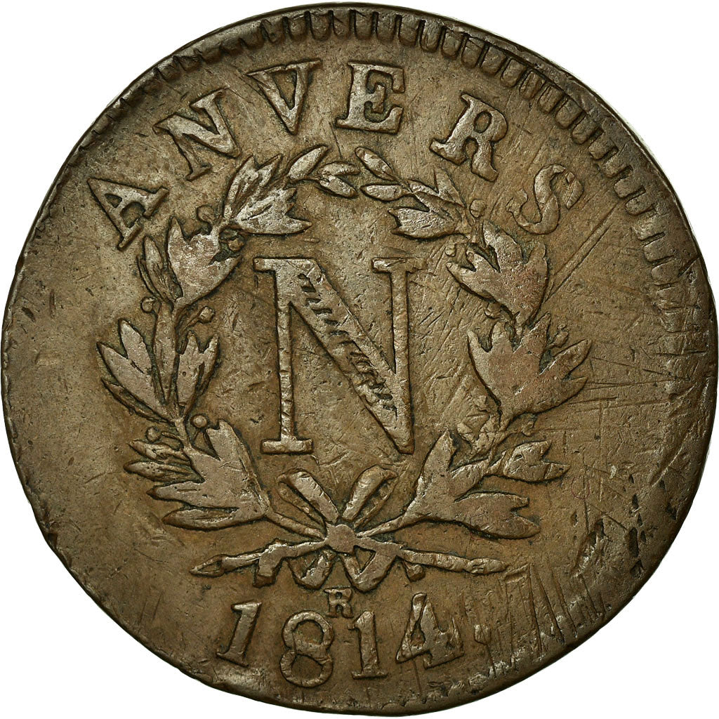 Coin, FRENCH STATES, ANTWERP, 10 Centimes, 1814, Antwerp, VF(30-35), Bronze