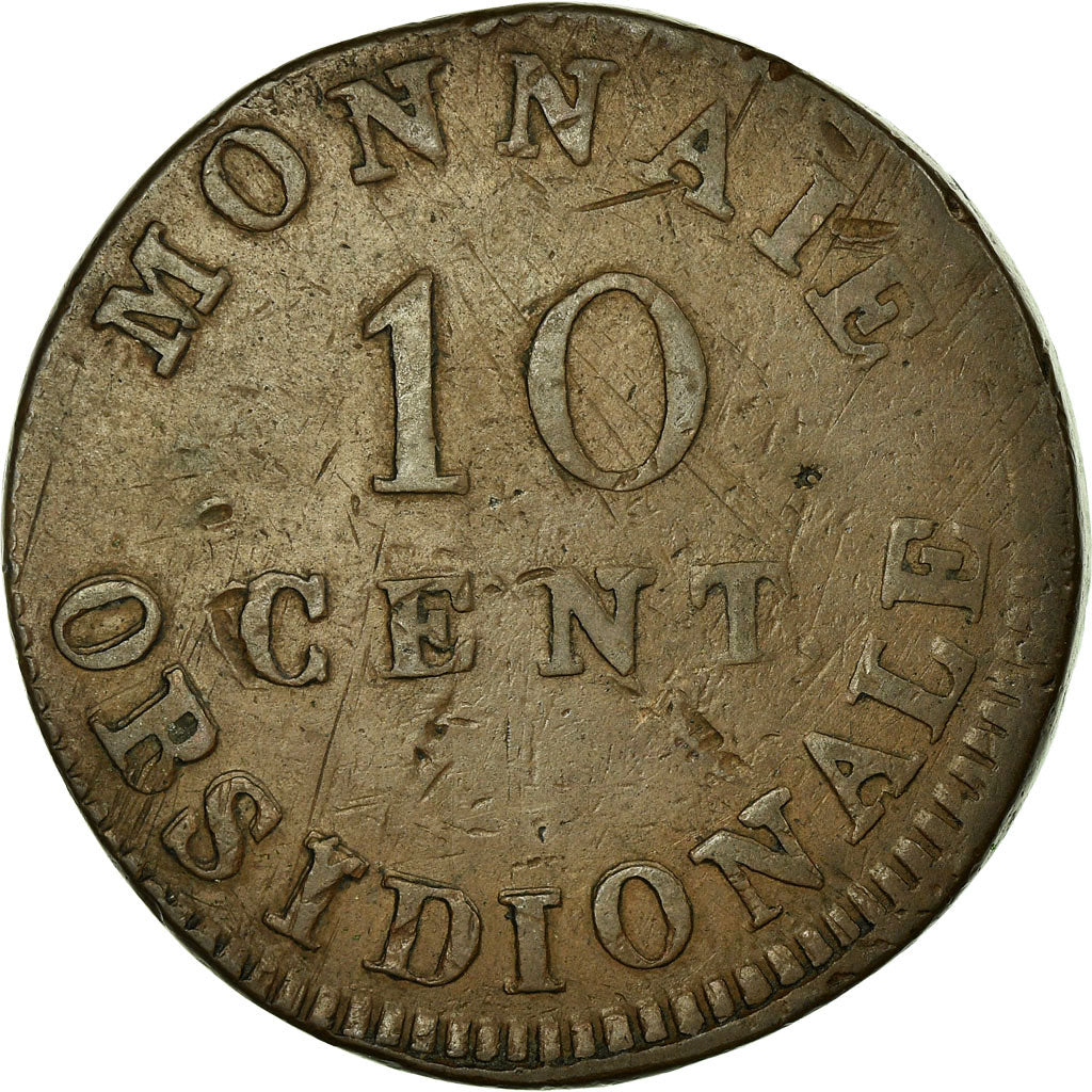 Coin, FRENCH STATES, ANTWERP, 10 Centimes, 1814, Antwerp, VF(30-35), Bronze