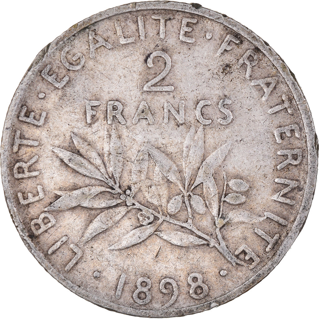 Moneda, Francia, Semeuse, 2 Francs, 1898, Paris, MBC, Plata, KM:845.1