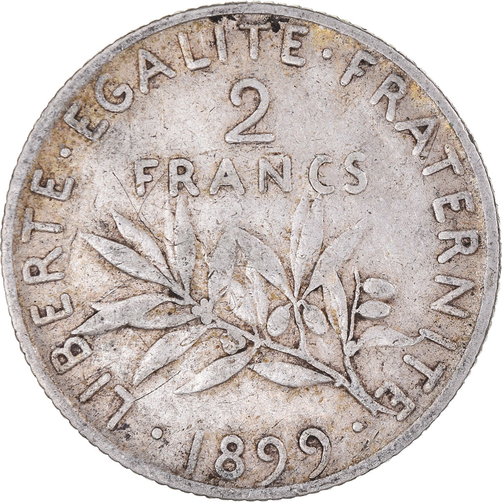Moneda, Francia, Semeuse, 2 Francs, 1899, Paris, MBC, Plata, KM:845.1
