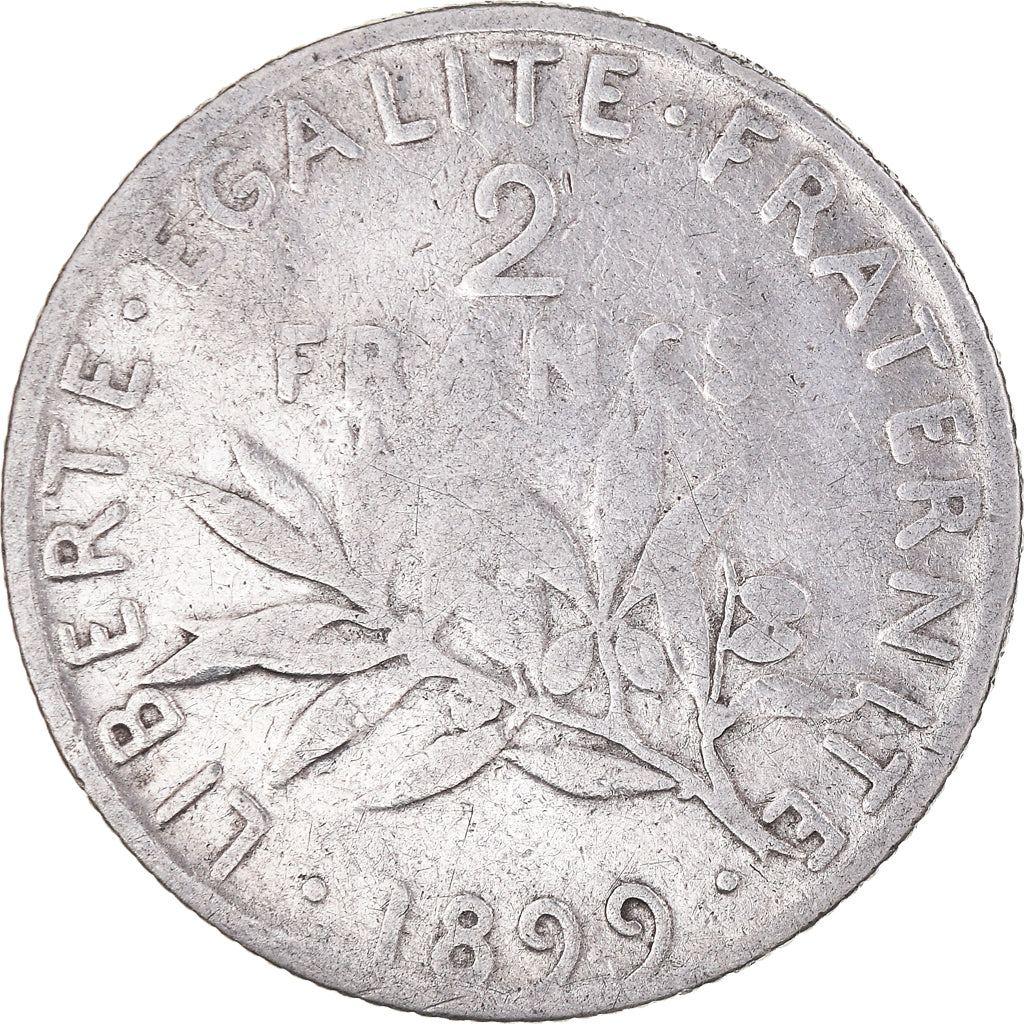 Moneda, Francia, Semeuse, 2 Francs, 1899, Paris, MBC, Plata, KM:845.1