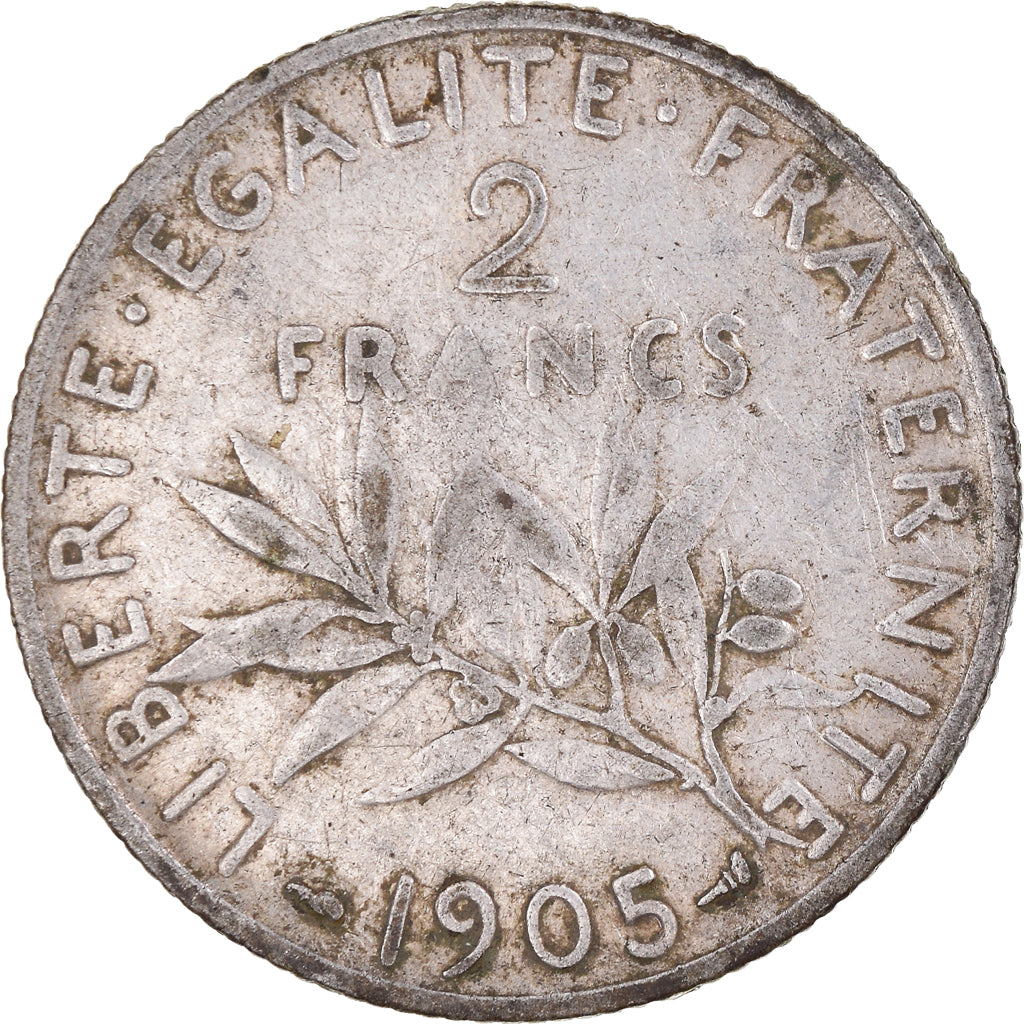 Moneda, Francia, Semeuse, 2 Francs, 1905, Paris, MBC, Plata, KM:845.1