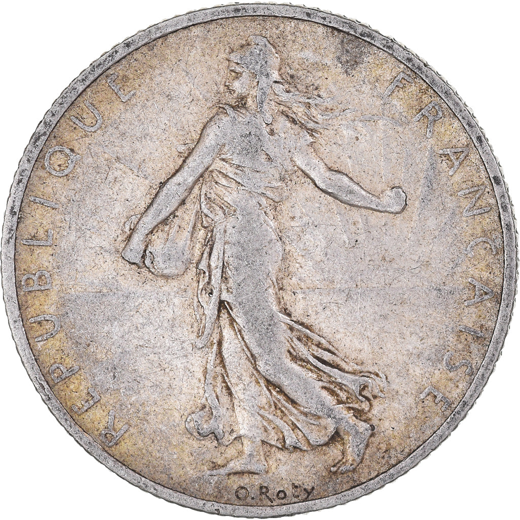 Moneda, Francia, Semeuse, 2 Francs, 1908, Paris, MBC, Plata, KM:845.1