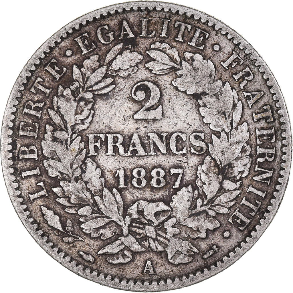 Monnaie, France, Cérès, 2 Francs, 1887, Paris, TB+, Argent, Gadoury:530a