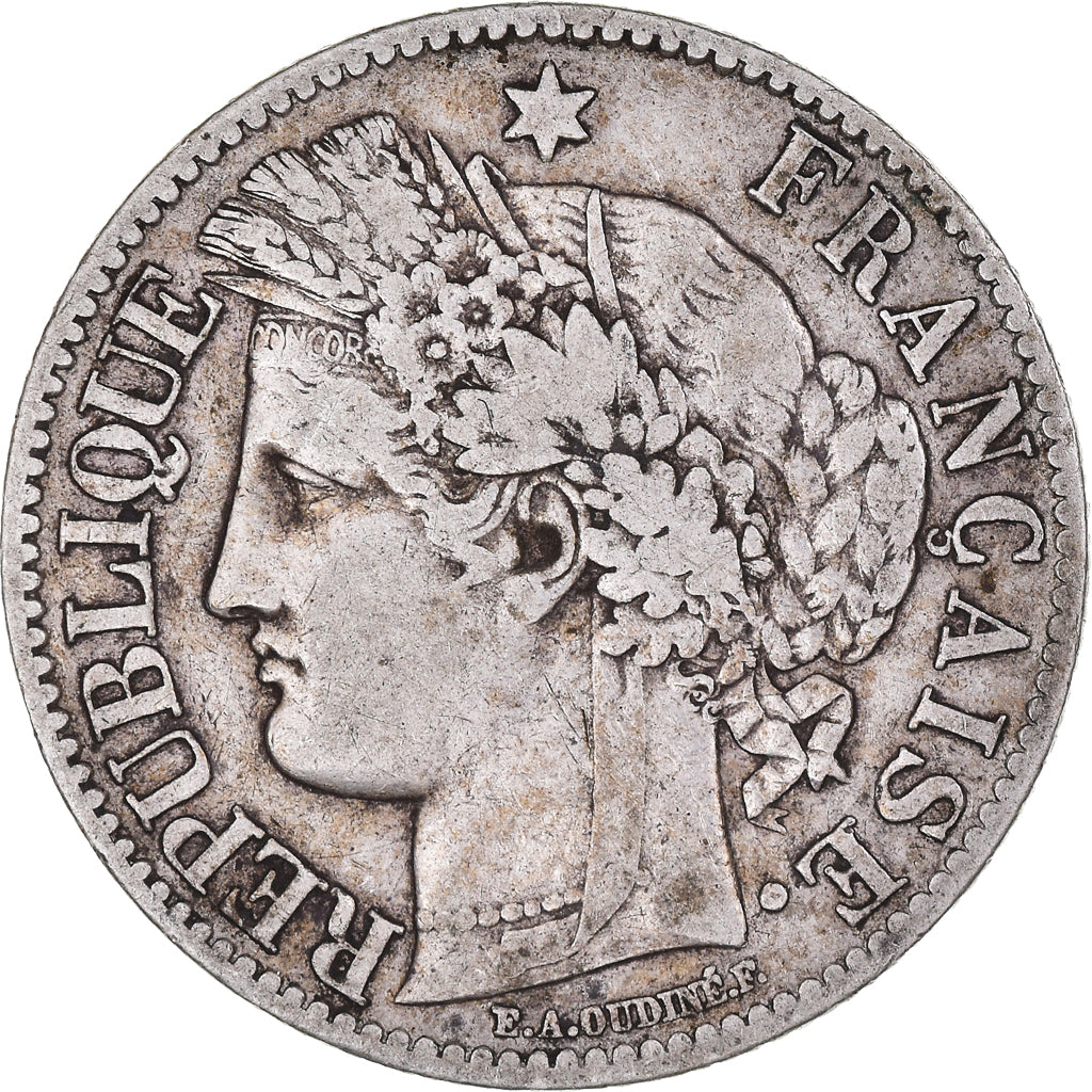 Moneda, Francia, Cérès, 2 Francs, 1871, Paris, MBC, Plata, KM:817.1