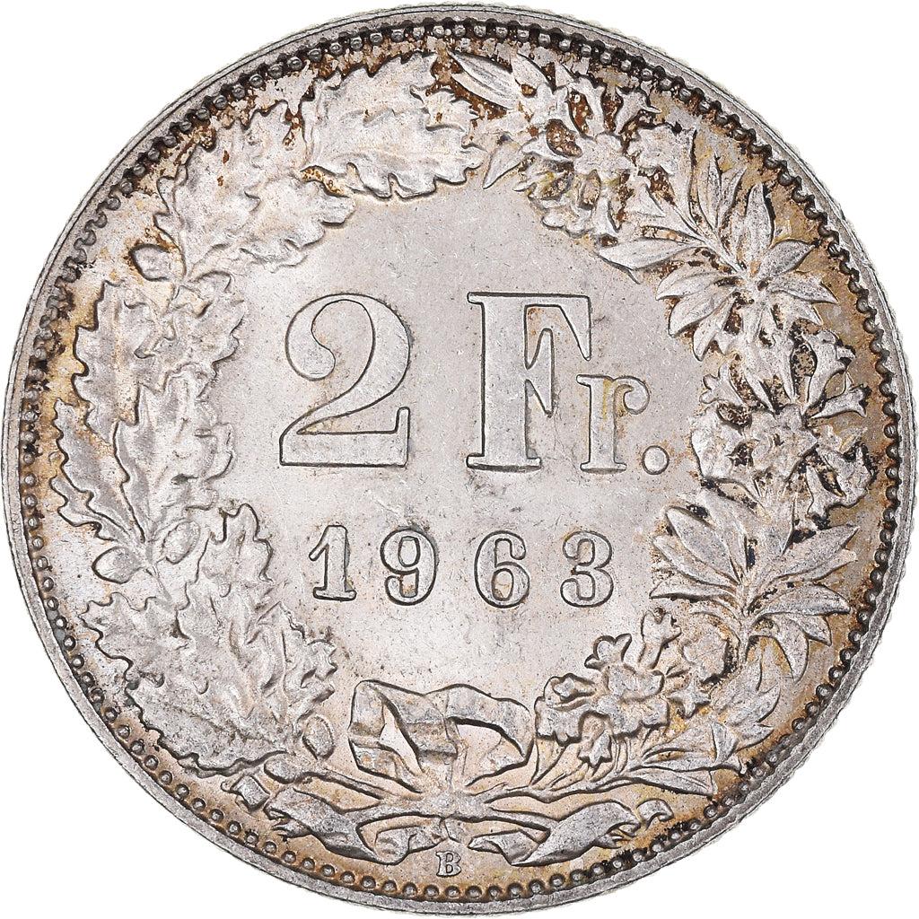 Moneta, Szwajcaria, 2 Francs, 1968, Bern, MS(64), Miedź-Nikiel, KM:21a.1