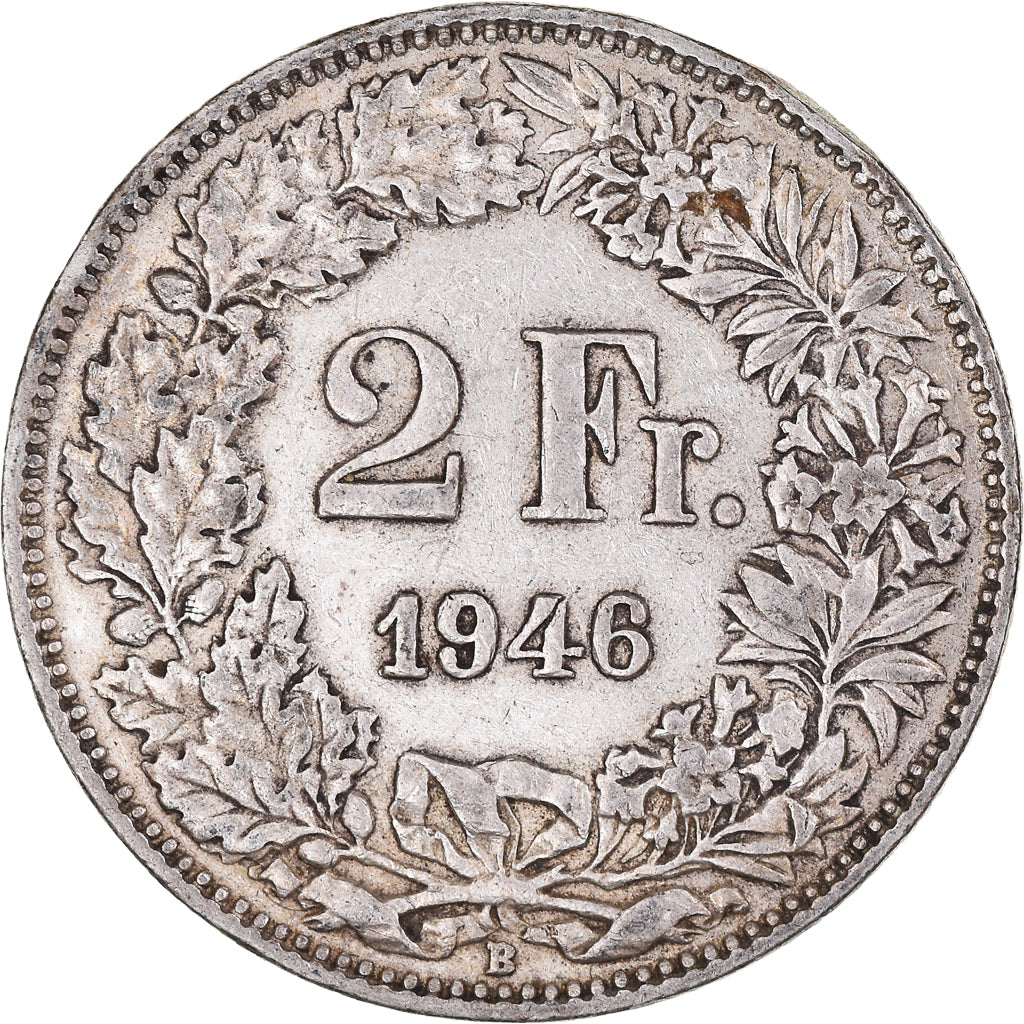 Coin, Switzerland, 2 Francs, 1946, Bern, AU(50-53), Silver, KM:21