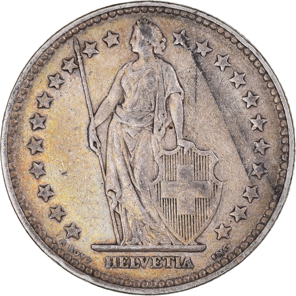 Coin, Switzerland, 2 Francs, 1921, Bern, EF(40-45), Silver, KM:21