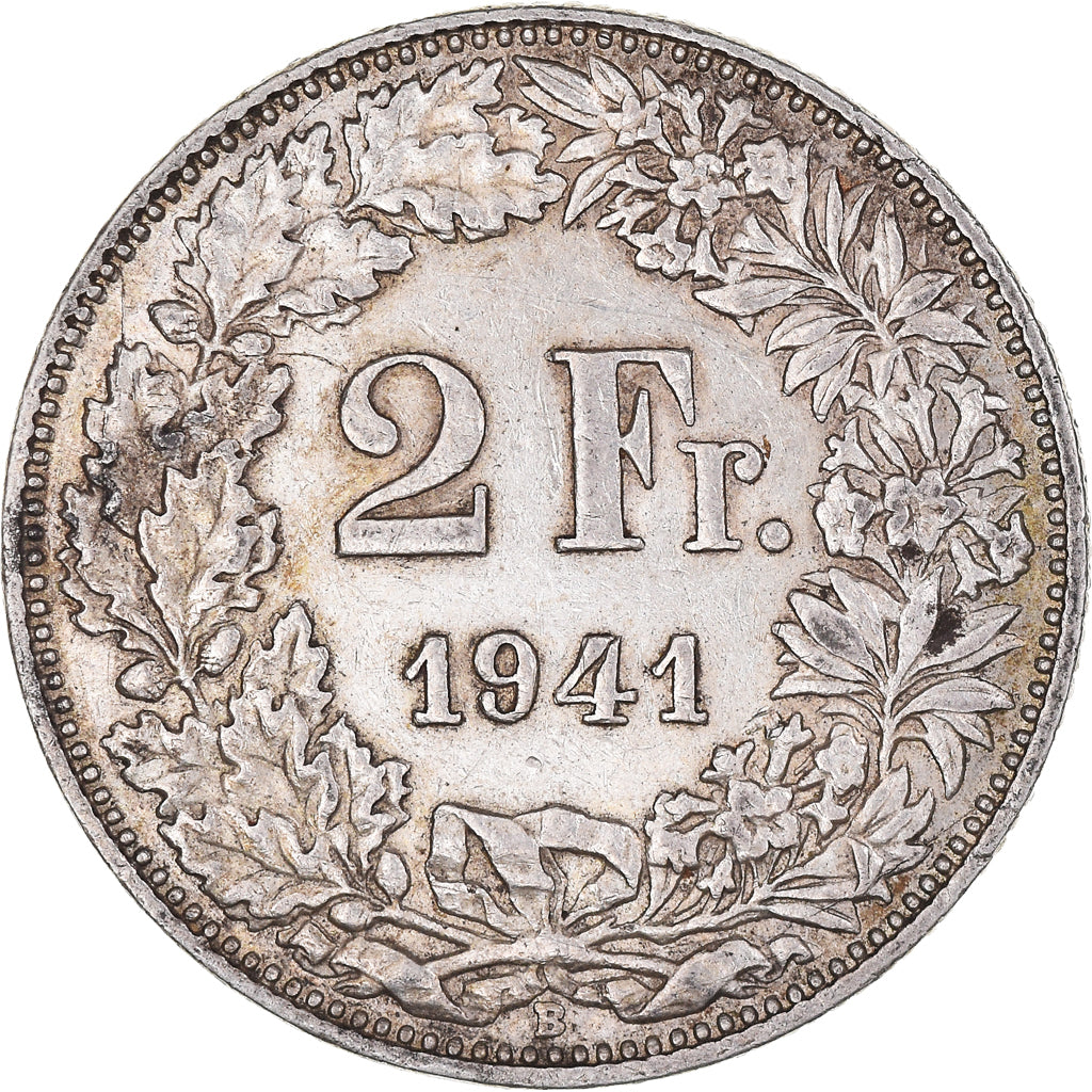 Coin, Switzerland, 2 Francs, 1941, Bern, AU(50-53), Silver, KM:21