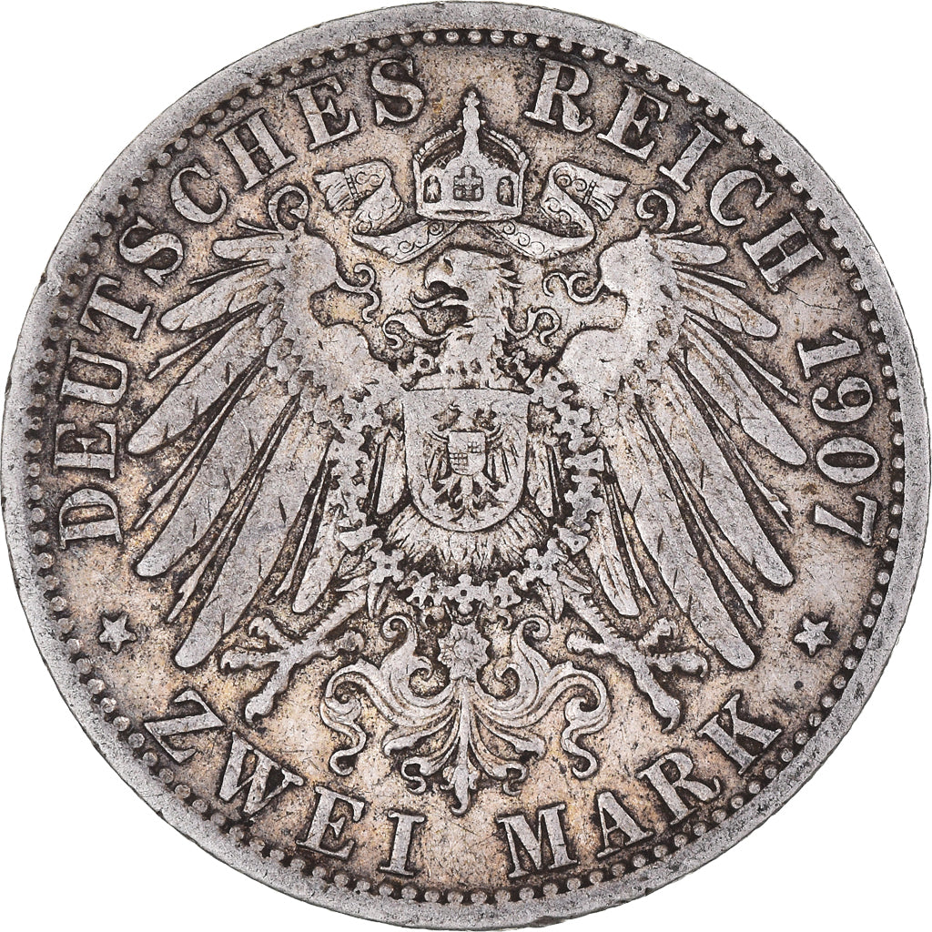 Moneda, Estados alemanes, PRUSSIA, Wilhelm II, 2 Mark, 1907, Berlin, MBC, Plata