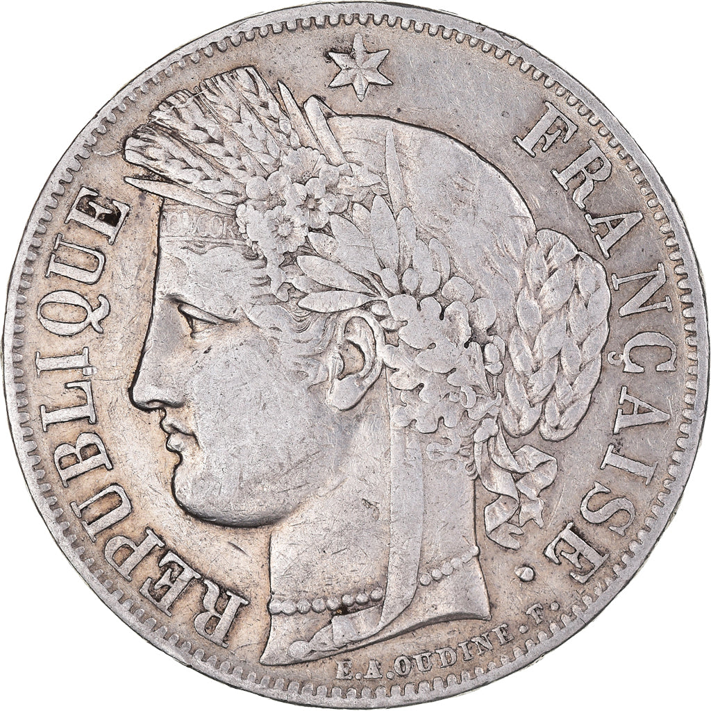 Moneda, Francia, Cérès, 5 Francs, 1849, Paris, MBC, Plata, KM:761.1