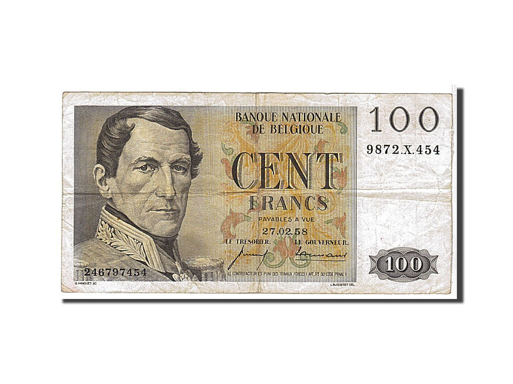 Banknote, Belgium, 100 Francs, 1958, KM:129c, VF(20-25)