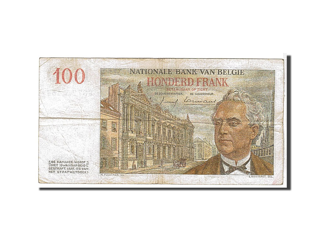 Banknote, Belgium, 100 Francs, 1958, KM:129c, VF(20-25)