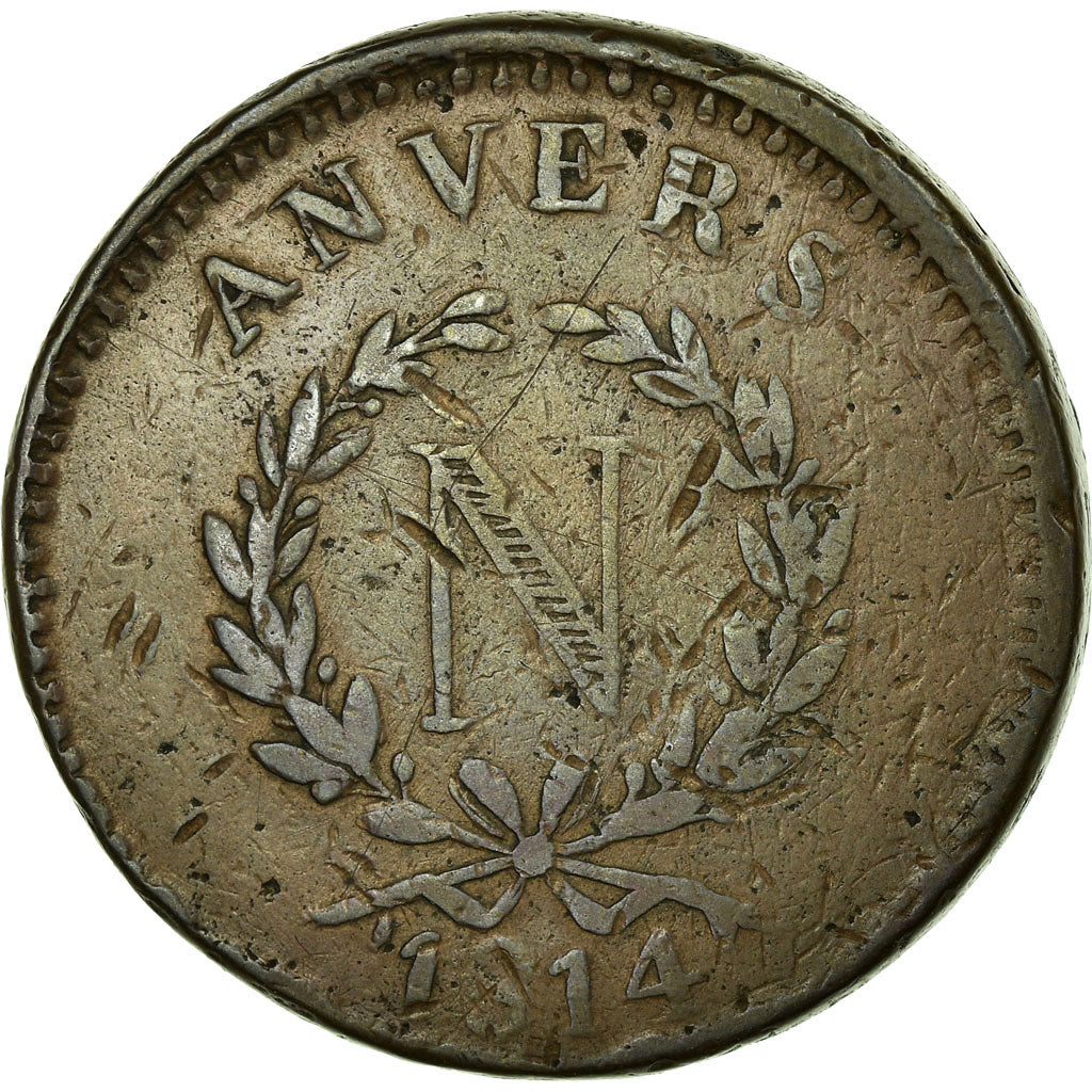 Coin, FRENCH STATES, ANTWERP, 10 Centimes, 1814, Antwerp, VF(30-35), Bronze