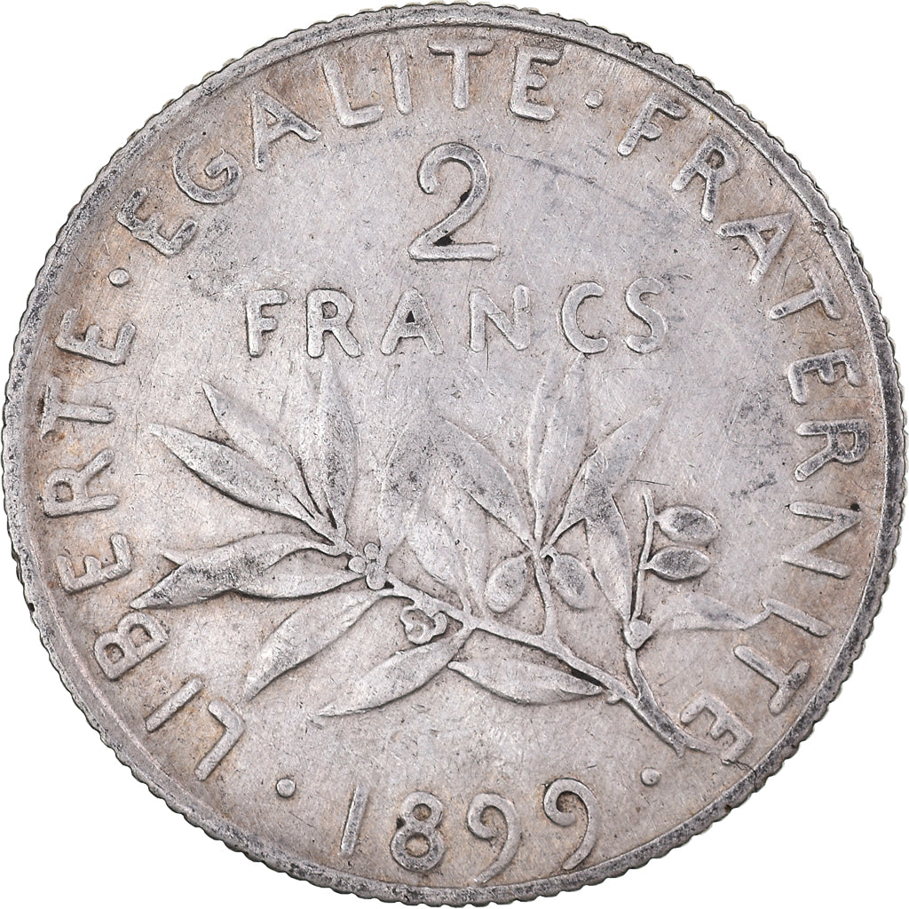 Moneda, Francia, Semeuse, 2 Francs, 1899, Paris, MBC, Plata, KM:845.1