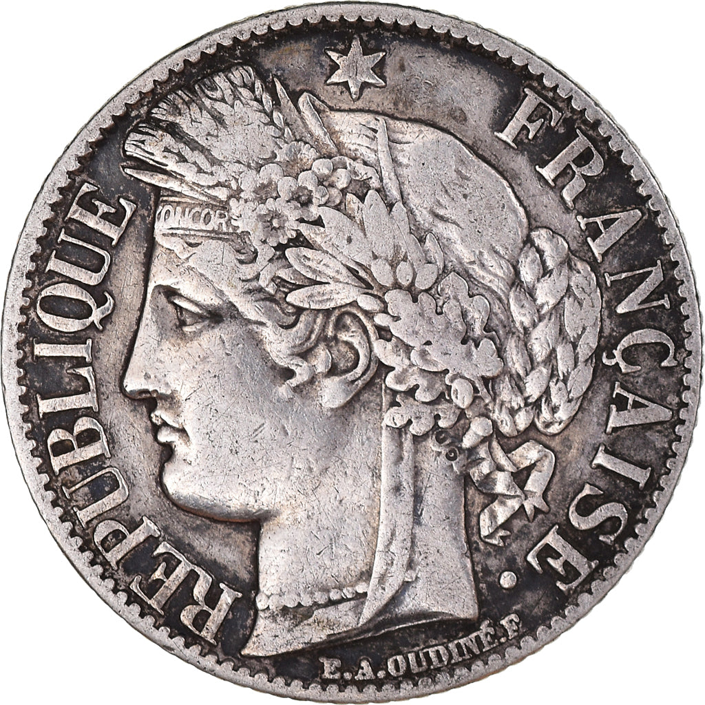 Moneda, Francia, Cérès, Franc, 1872, Paris, MBC, Plata, KM:822.1, Gadoury:465a