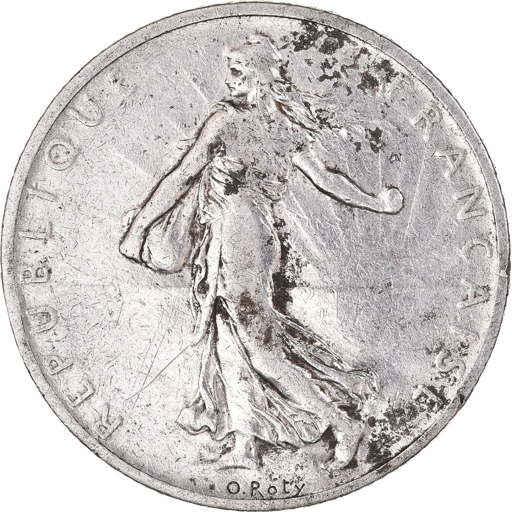 Moneda, Francia, Semeuse, 2 Francs, 1908, Paris, MBC, Plata, KM:845.1