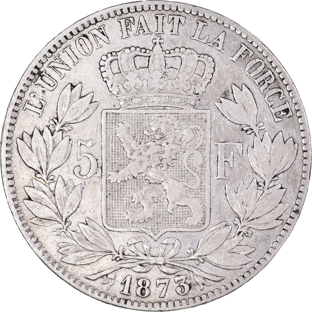 Coin, Belgium, Leopold II, 5 Francs, 5 Frank, 1873, EF(40-45), Silver, KM:24