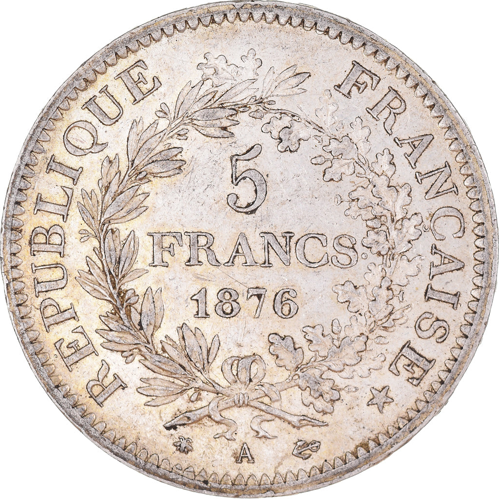 Moneta, Francia, Hercule, 5 Francs, 1876, Paris, BB+, Argento, KM:820.1