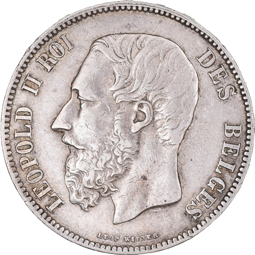 Moneta, Belgio, Leopold II, 5 Francs, 5 Frank, 1874, BB, Argento, KM:24
