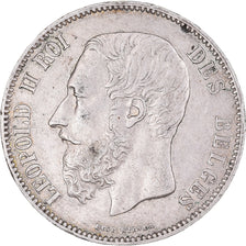 Coin, Belgium, Leopold II, 5 Francs, 5 Frank, 1868, EF(40-45), Silver, KM:24