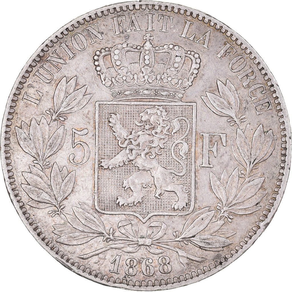 Münze, Belgien, Leopold II, 5 Francs, 5 Frank, 1868, SS, Silber, KM:24