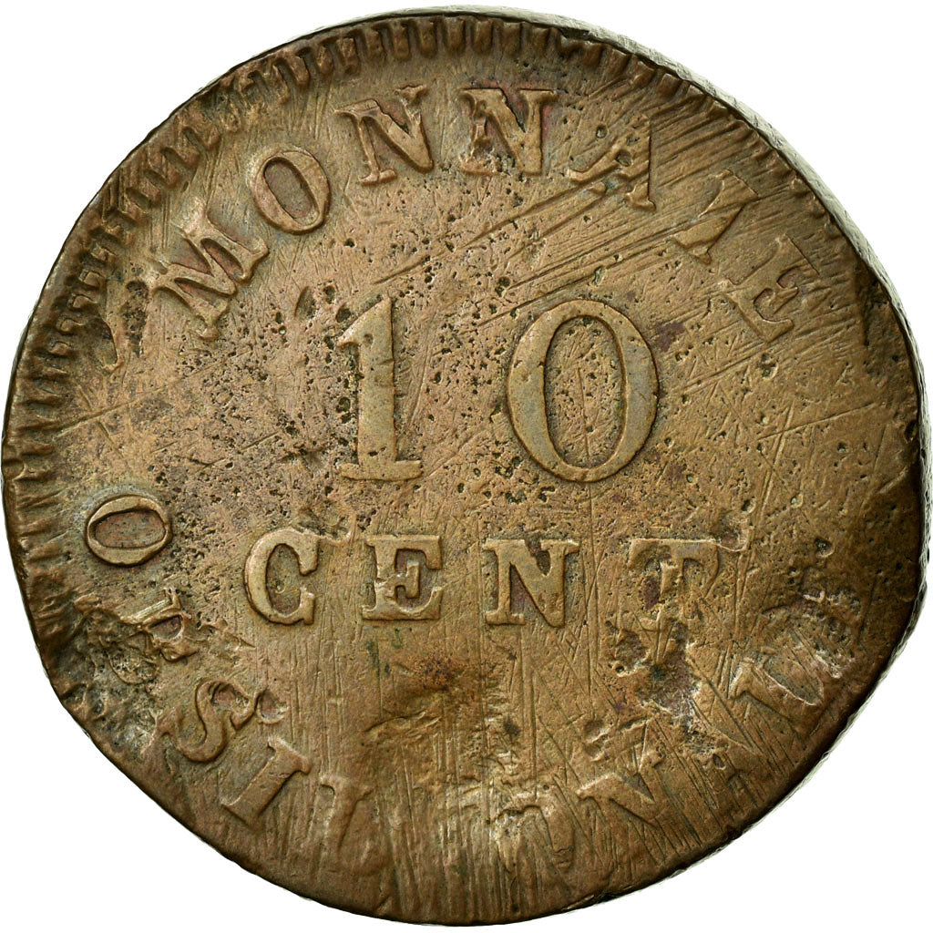 Monnaie, FRENCH STATES, ANTWERP, 10 Centimes, 1814, Anvers, TB, Bronze