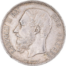 Munten, België, Leopold II, 5 Francs, 5 Frank, 1873, ZF, Zilver, KM:24