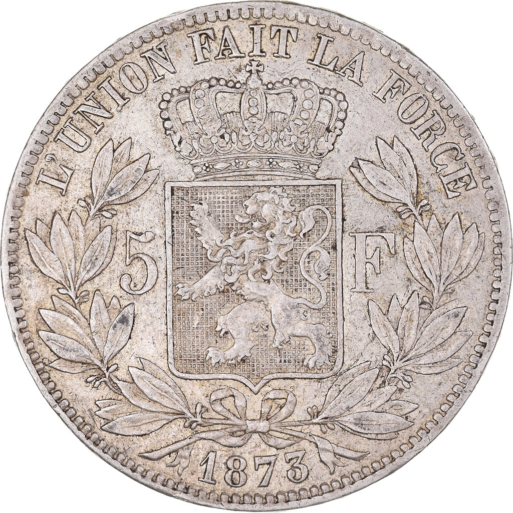 Munten, België, Leopold II, 5 Francs, 5 Frank, 1873, ZF, Zilver, KM:24