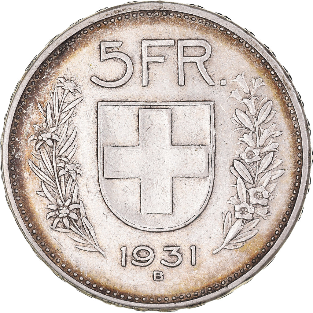 Coin, Switzerland, 5 Francs, 1931, Bern, EF(40-45), Silver, KM:40