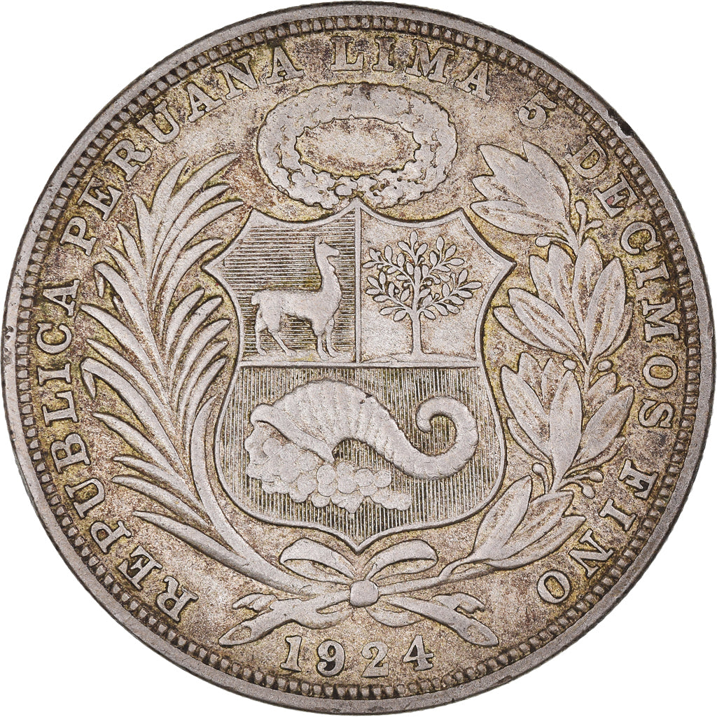 Peru, Sol, 1924, Philadelphia, EF(40-45), Silver, KM:218.1