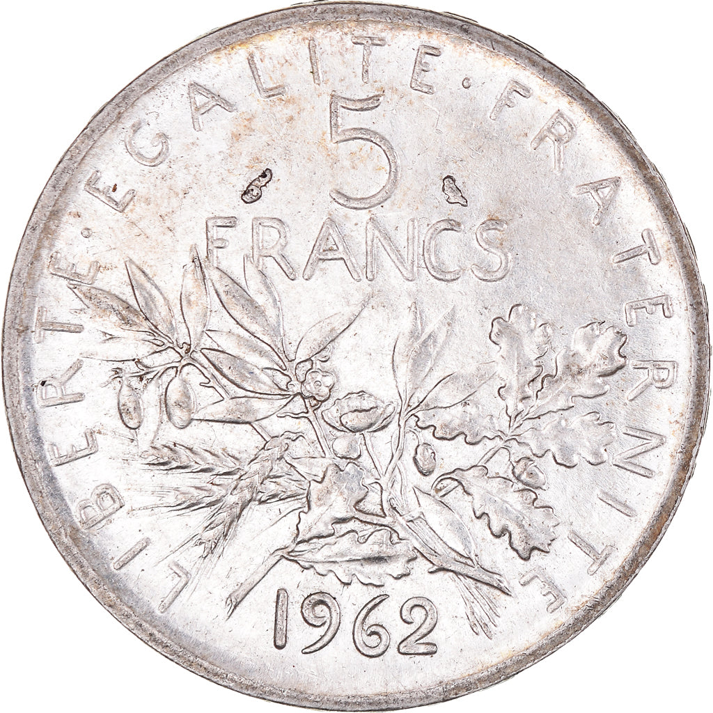 Moneta, Francja, Semeuse, 5 Francs, 1962, Paris, MS(63), Srebro, KM:926