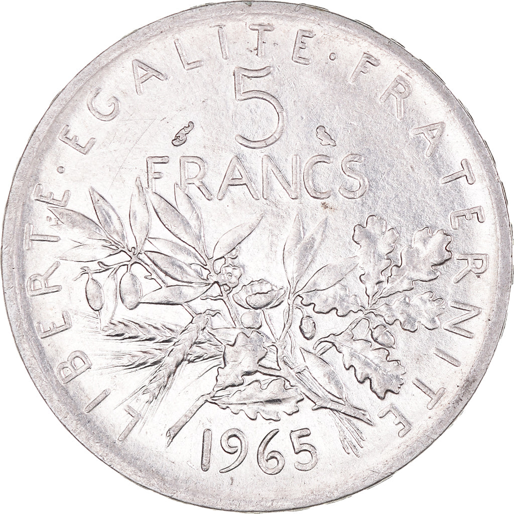 Moneta, Francja, Semeuse, 5 Francs, 1965, MS(60-62), Srebro, KM:926, Gadoury:770
