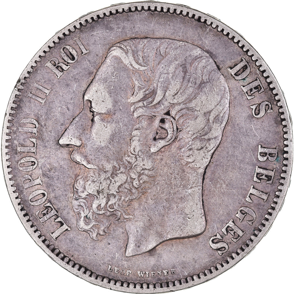 Moneda, Bélgica, Leopold II, 5 Francs, 5 Frank, 1870, MBC, Plata, KM:24